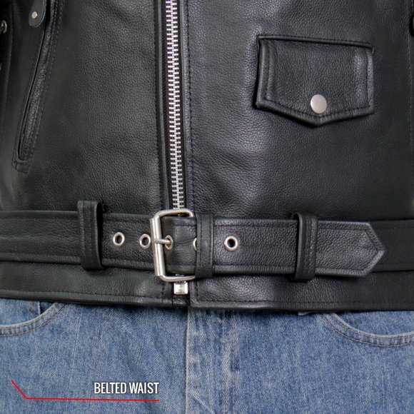 Classic Leather Motorcycle Jacket Genuine Cowhide Brand New - Picture 5 of 9